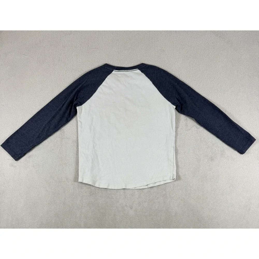 Old Navy Minecraft Graphic Raglan Long Sleeve T-Shirt Boys Size S 6-7 Blue Gray